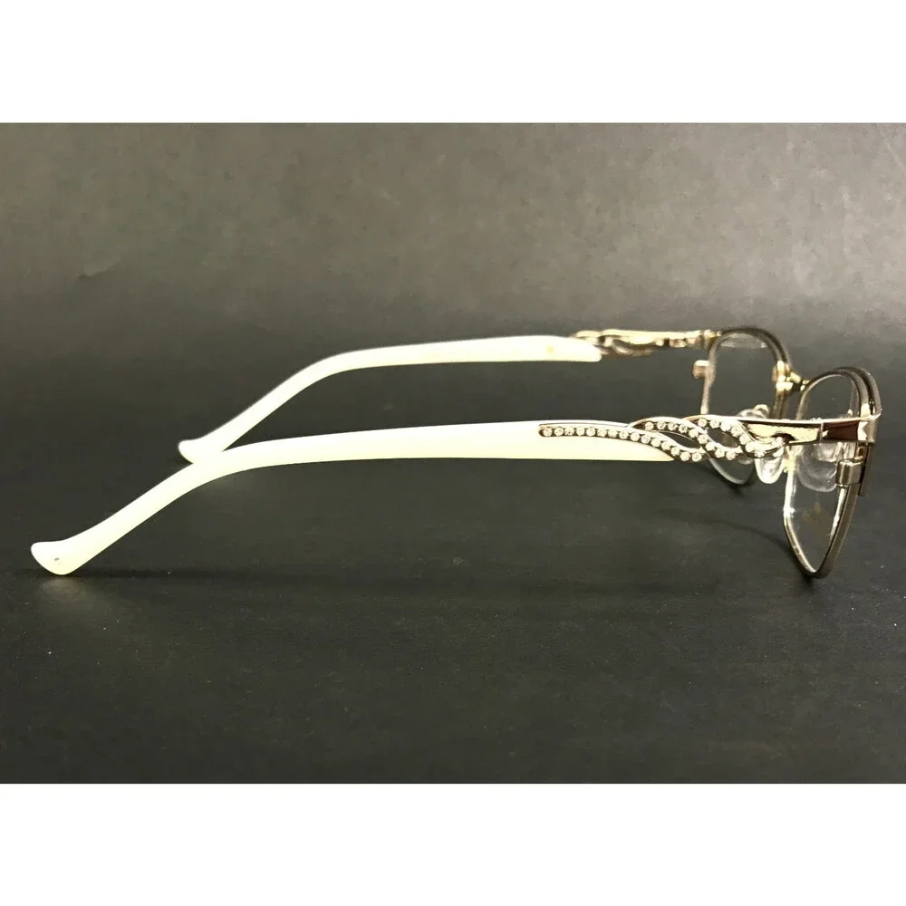 Tura Brilliance Eyeglasses Frames TE256 GLD Gold White Swarovski Cryst 50-17-135